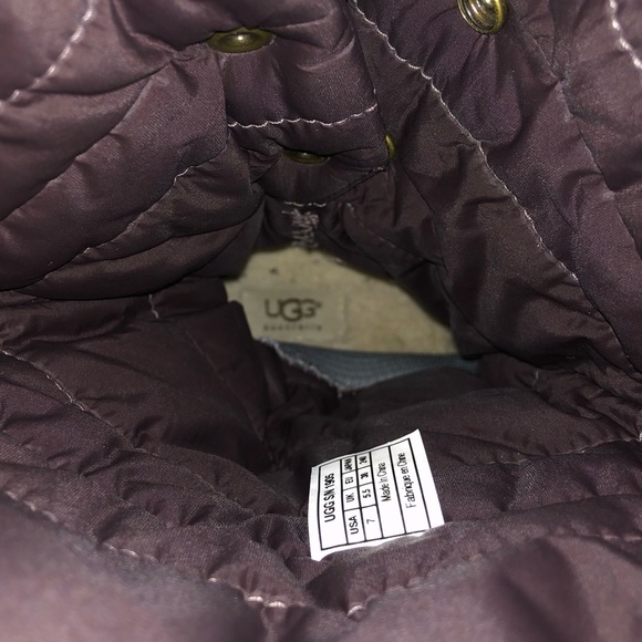 Brown Leather UGG Winter Boots With Quilted Fabric Top and Buttons - Size 7 - Picture 9 of 9